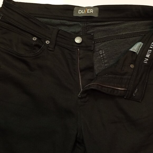 DU/ER Pant Mens N2X Slim Fit Stretch Mid Rise Tapered Comfort Black 32x30(33x30) - Picture 5 of 15
